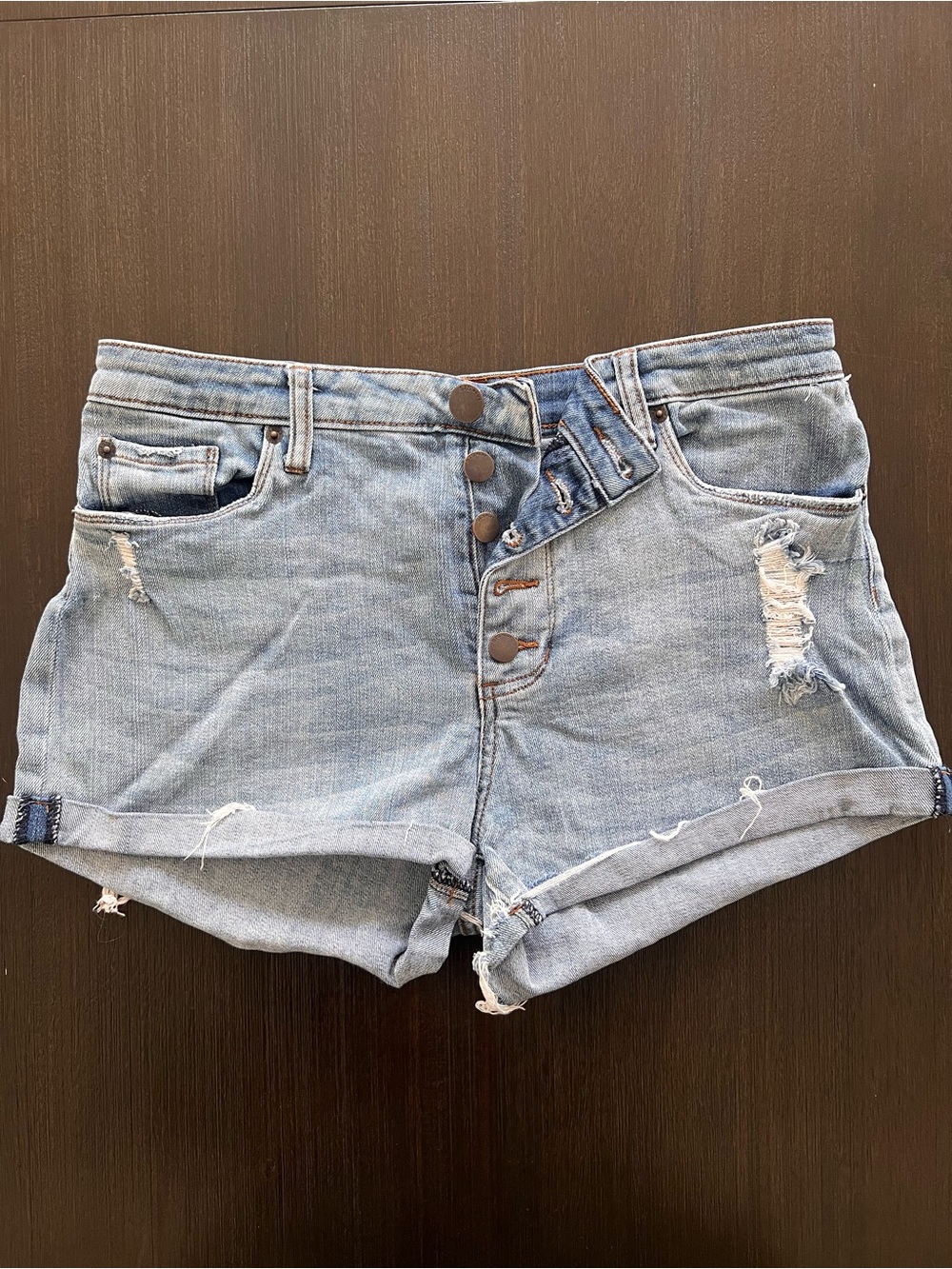 STS Blue Light Wash Distressed Denim Shorts